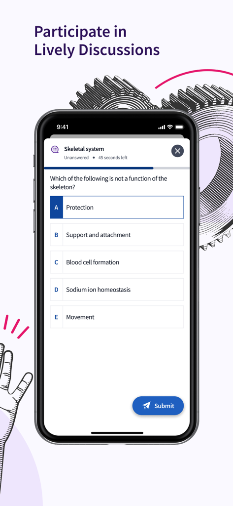 Top Hat app showing a multiple choice biology quiz question for classroom participation