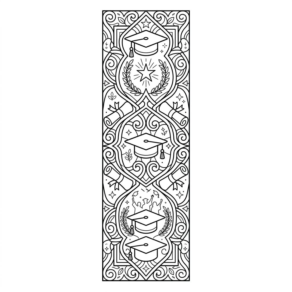 Celebrate Success: Graduation Bookmark Mandala Coloring Page