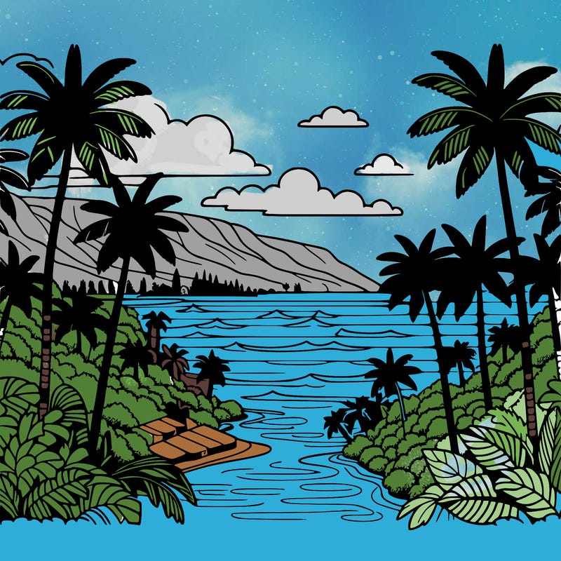 view of the ocean in hawaii lots of palm trees and beautiful view