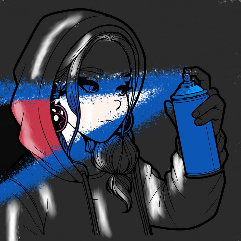 a realistic girl, spray painting