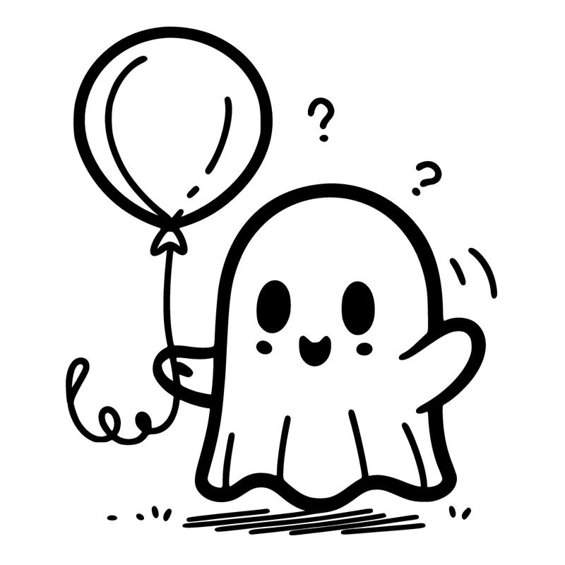 a easy drawing of a ghost with a balloon