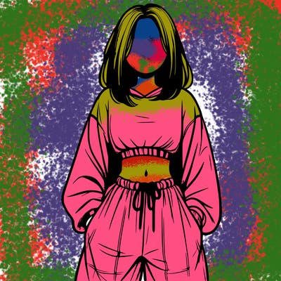 realistic girl faceless with baggy pants and a crop top