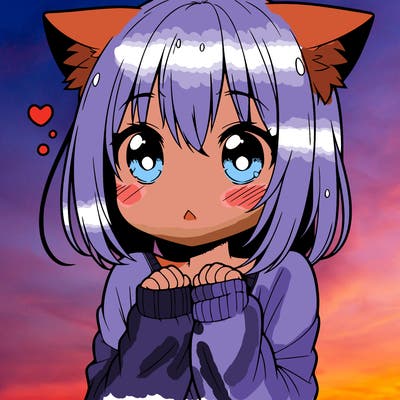 shy anime catgirl