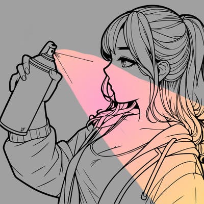 a realistic girl spray, painting