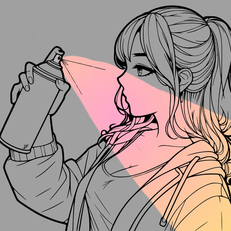 a realistic girl spray, painting