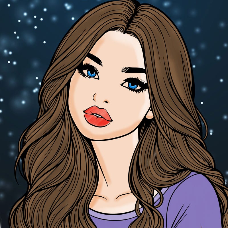 realistic girl with hair on her hair and lips