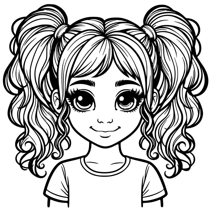 realistic girl with pigtails
