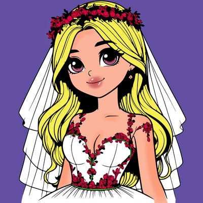 realistic girl in a wedding dress