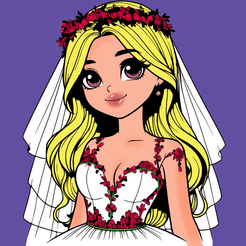 realistic girl in a wedding dress