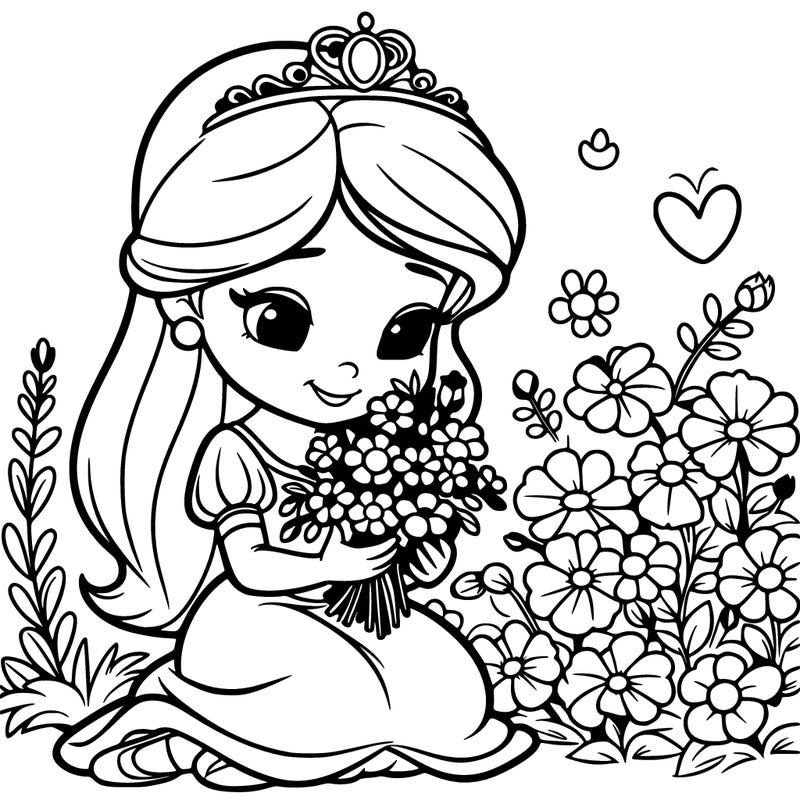 princess picking flowers