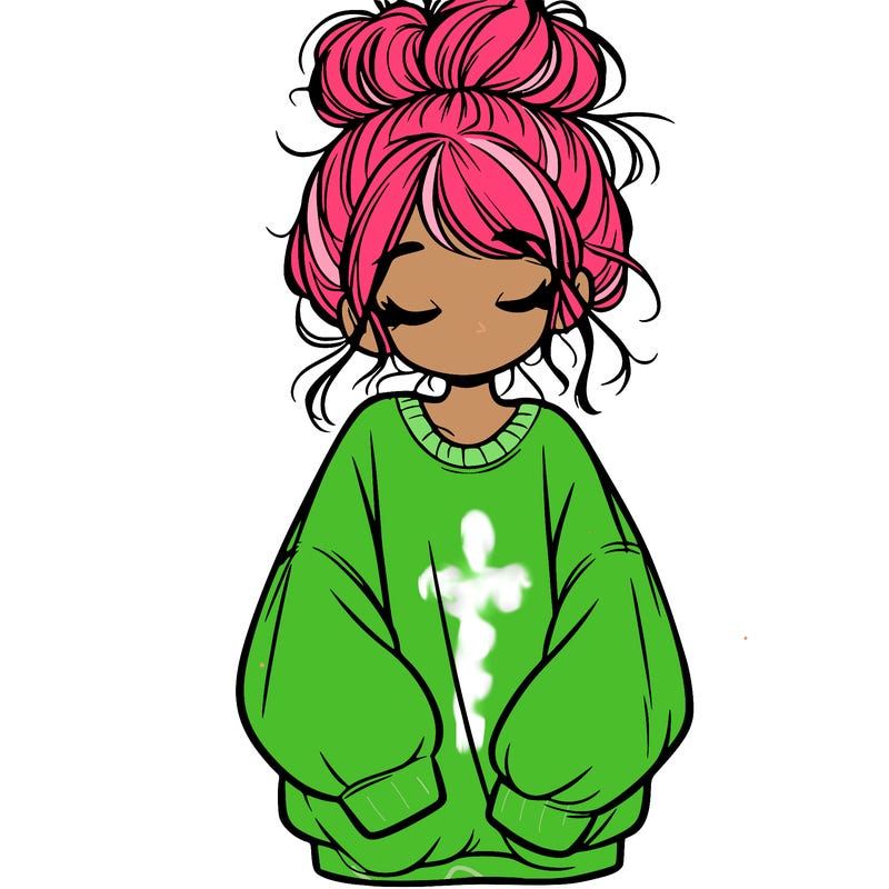 girl with baggy sweatshirt and messy bun