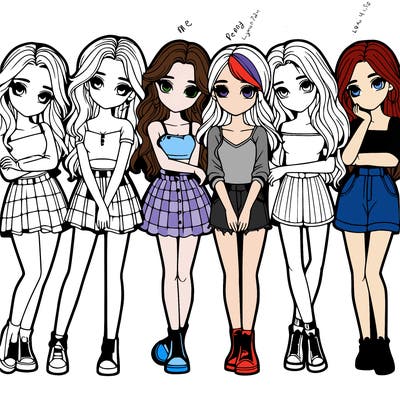 a group of girls realistic