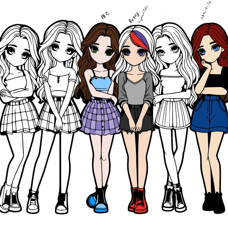 a group of girls realistic