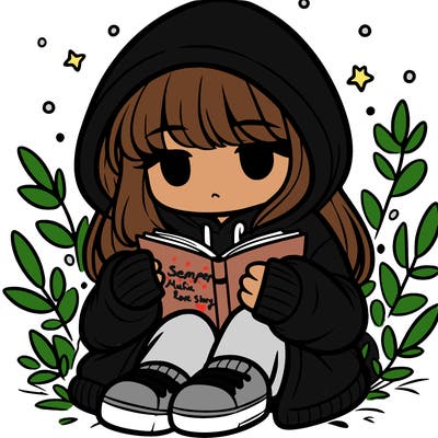 girl in oversized hoodie reading a book