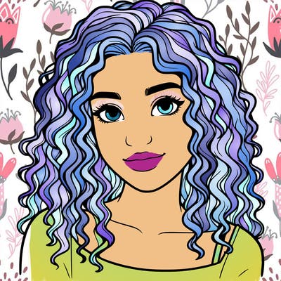 realistic, teenage girl with curly hair
