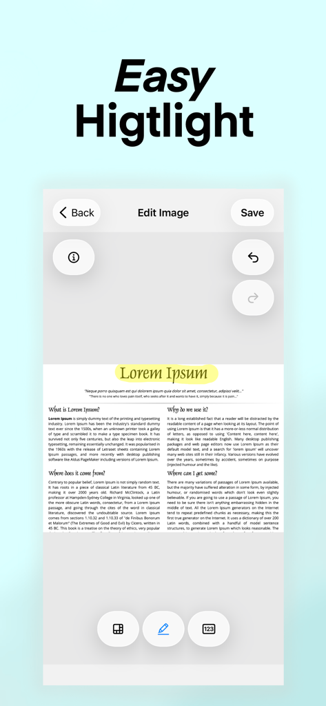 Moza Editor - Interfaz de Moza Editor que muestra la herramienta resaltador amarillo en un documento de texto