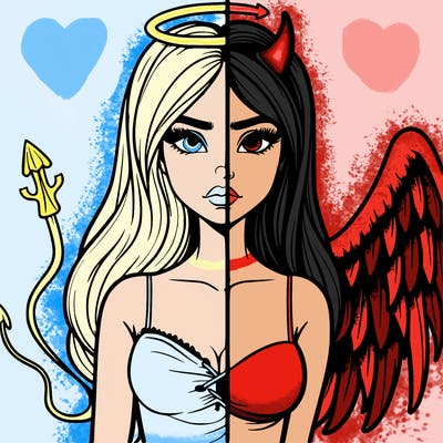 devil vs angel realistic girl