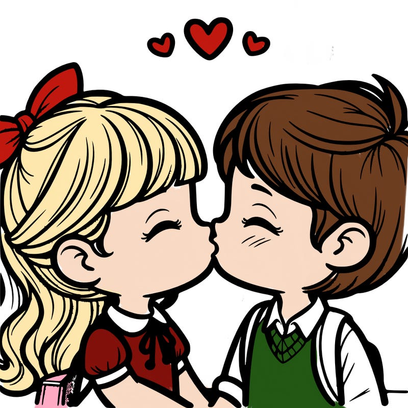 boy and girl kissing