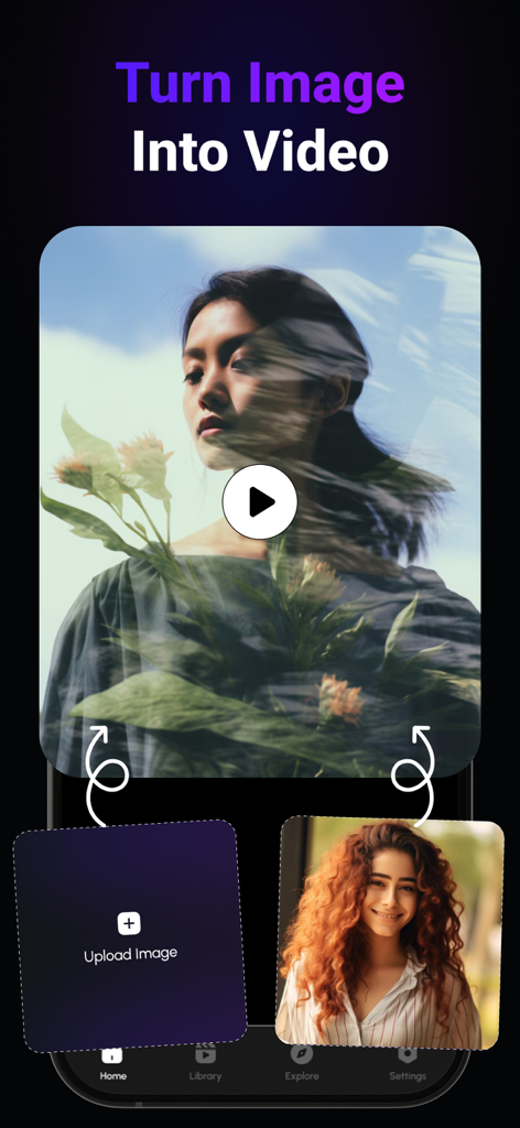 AI Video Generator & AI Maker - AI Video Generator app screen showing the feature to convert static photos into animated videos