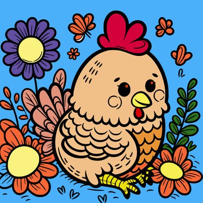 chicken with flowers