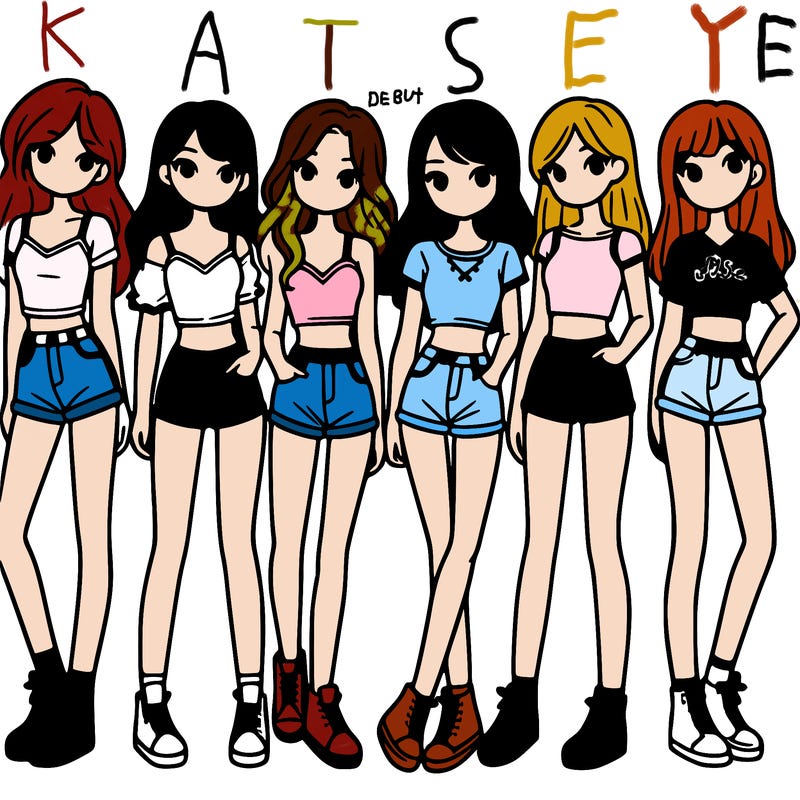 a group of girls wearing crop tops and shorts