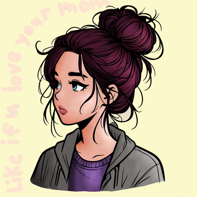 realistic teenage girl with a messy bun