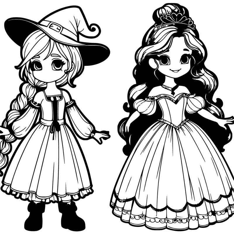 realistic witch and princess