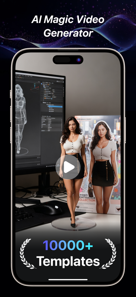 Genie AI - AI Video Generator - Genie AI app screen showing AI magic video generator and over 10000 templates