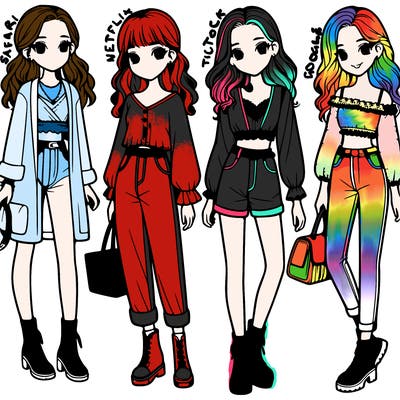 4 realistic girls with fashion