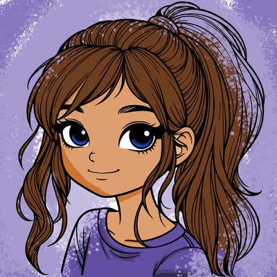 realistic girl with ponytail