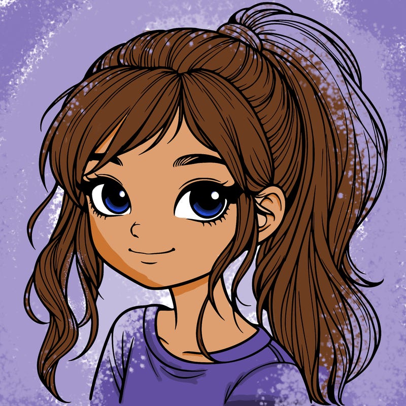 realistic girl with ponytail