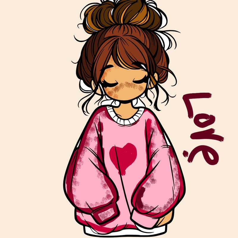 girl with baggy sweatshirt and messy bun