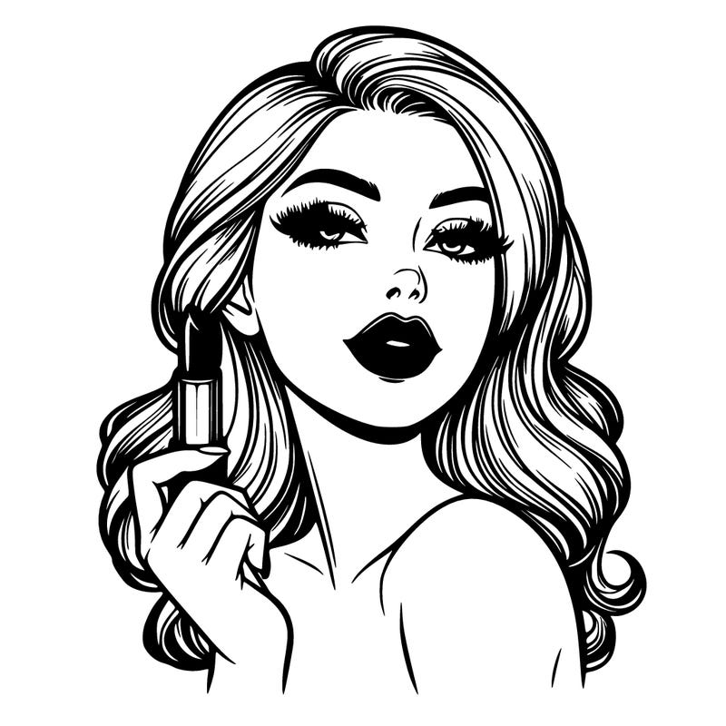 realistic woman wearing lipstick