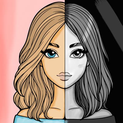 realistic girl in half