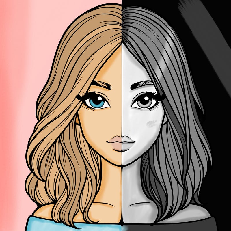 realistic girl in half