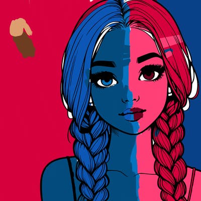 realistic girl with braids