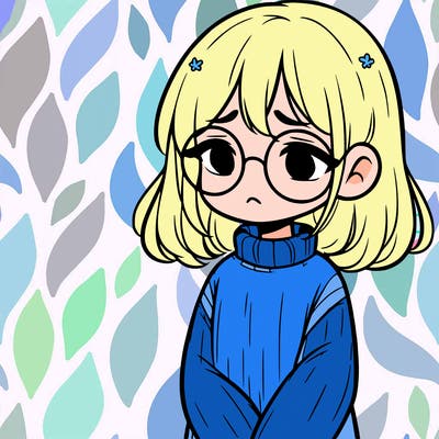 sad girl with glasses in a sweater