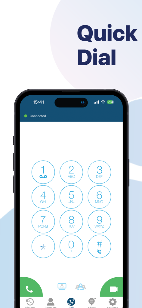 Deltapath Mobile - Deltapath Mobile app numeric dial pad interface showing the quick dial feature for business calls