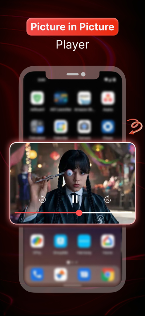 IPTV Live Player App, die die Bild-im-Bild-Multitasking-Funktion auf iOS demonstriert.