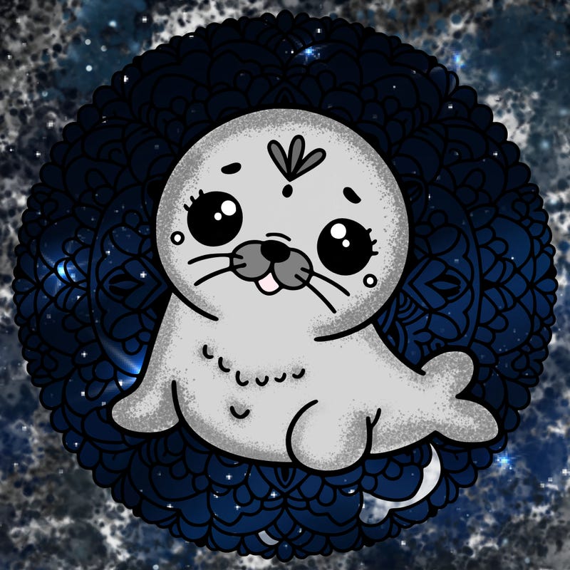 a cute baby seal mandala