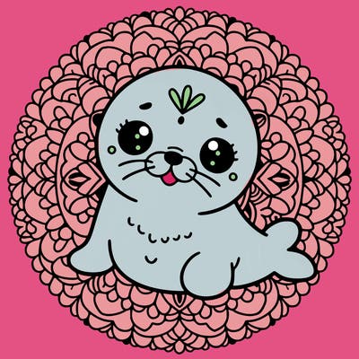 a cute baby seal mandala