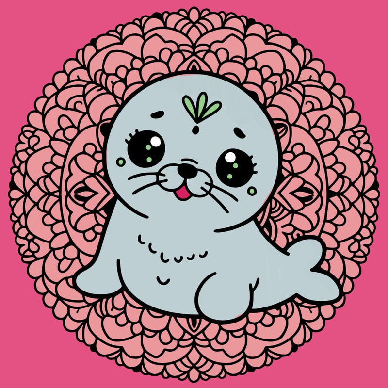 a cute baby seal mandala