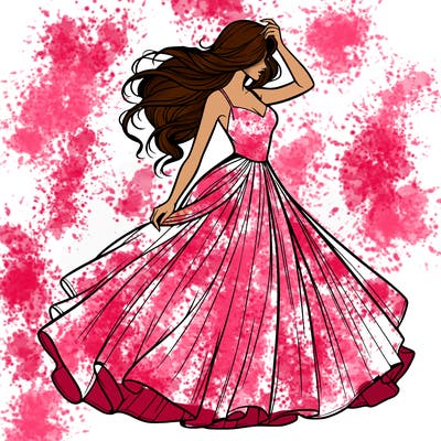 realistic woman with dress flowing in the wind