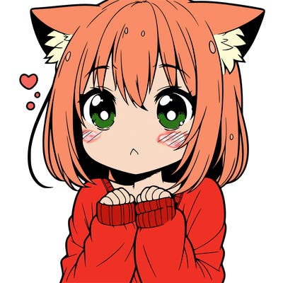 shy anime catgirl