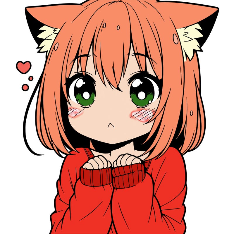 shy anime catgirl