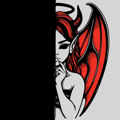 realistic angel half demon