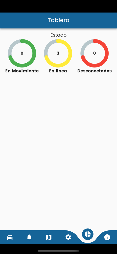 ABLY GPS - Dashboard of ABLY GPS app displaying online and moving vehicle status