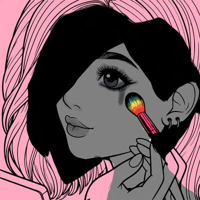 a realistic girl doing her makeup