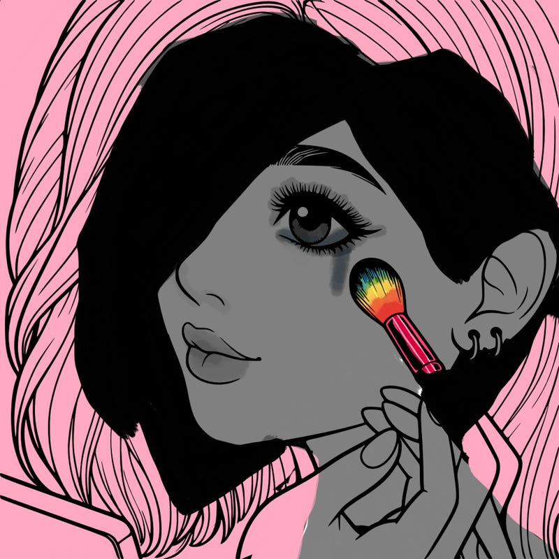 a realistic girl doing her makeup