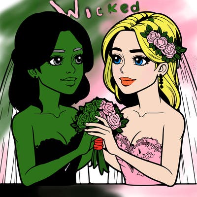 two realistic  women marrying each other